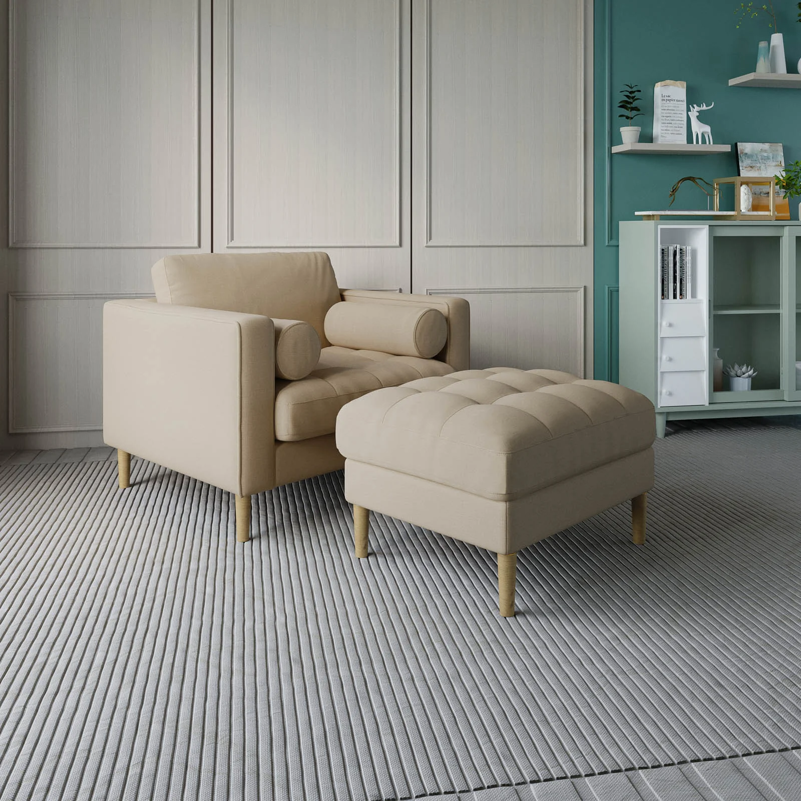 Palo Sofa Ottoman T  | 2.5 feet | Tufted - Image 16