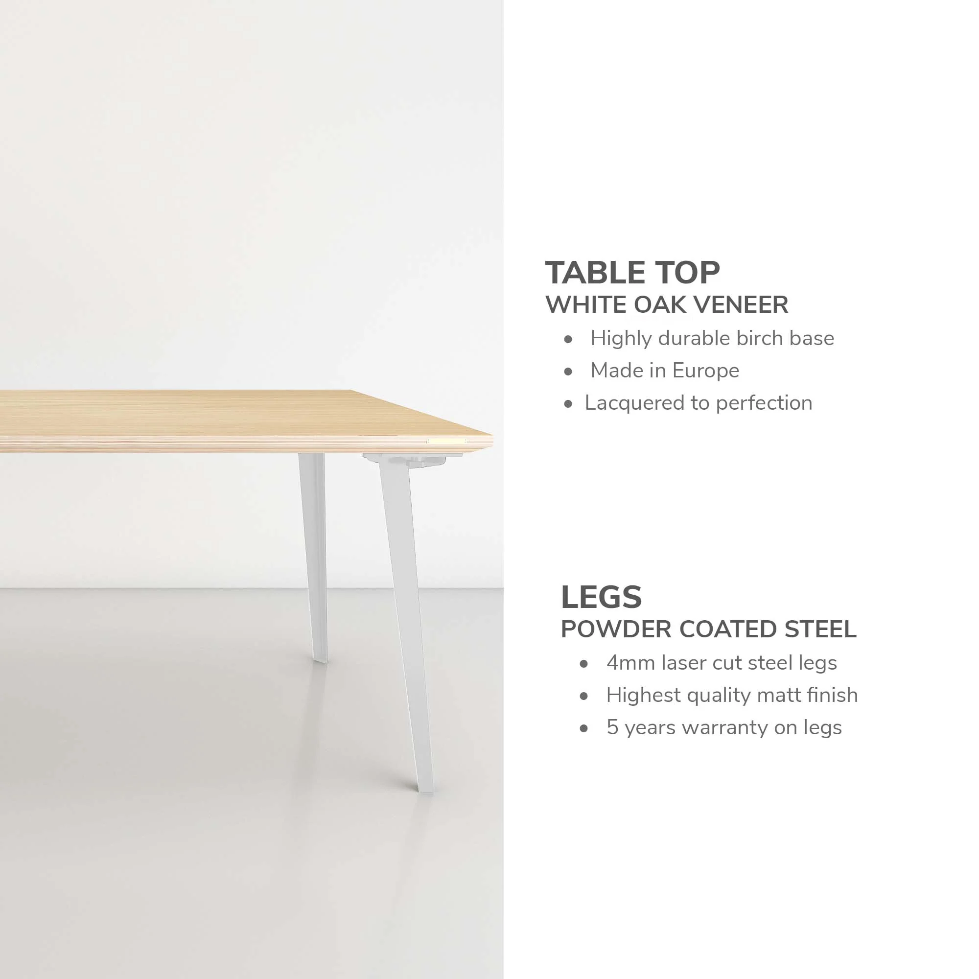 Serenity Dining Table (5x3 feet) - White Oak Veneer - Image 6