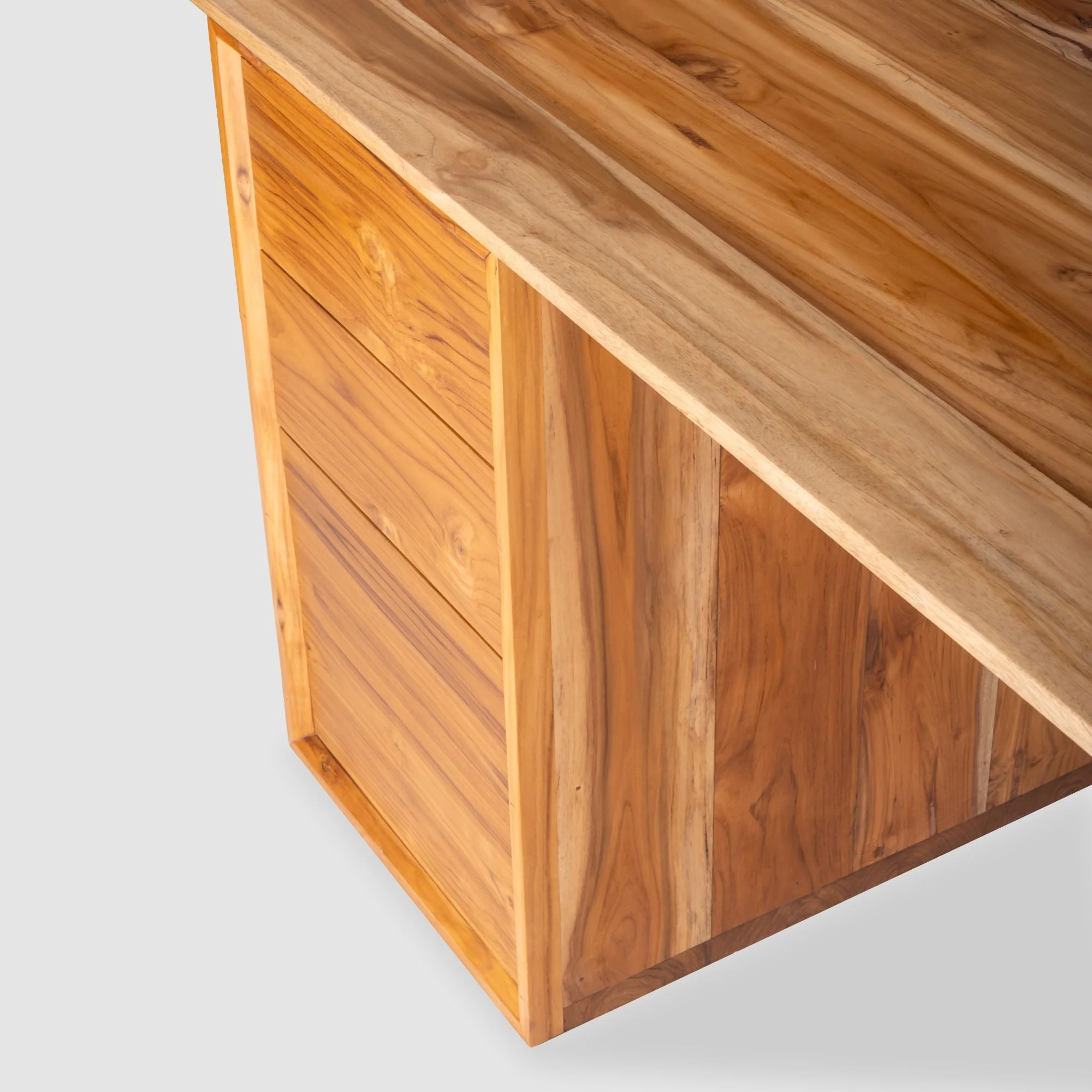 Takeshi Desk Pro with Storage Unit - Left Side (5x2.5 feet) - Solid Teak - Image 7